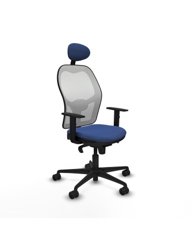 Jorquera sincro malla blanca bali azul marino brazos 1D base nailon cabecero fijo ruedas 65mm nailon