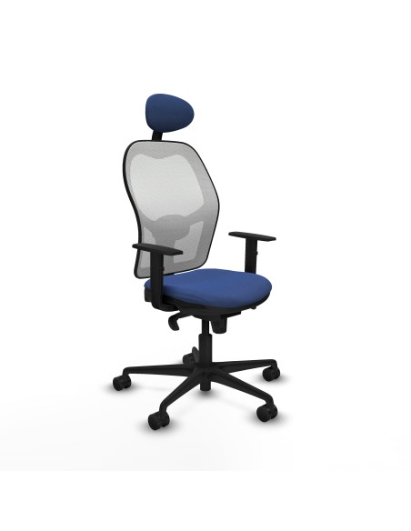 Jorquera sincro malla blanca bali azul marino brazos 1D base nailon cabecero fijo ruedas 65mm nailon