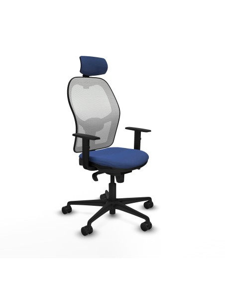 Jorquera sincro malla blanca bali azul marino brazos 1D base nailon cabecero 2D ruedas 65mm nailon
