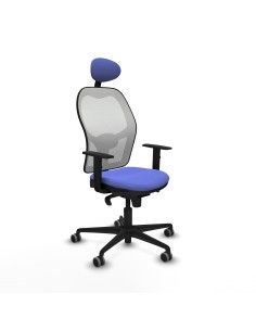 Jorquera sincro malla blanca bali azul claro brazos 1D base nailon cabecero fijo ruedas 65mm engomada