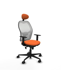 Jorquera sincro malla blanca bali naranja brazos 1D base nailon cabecero fijo ruedas 65mm nailon