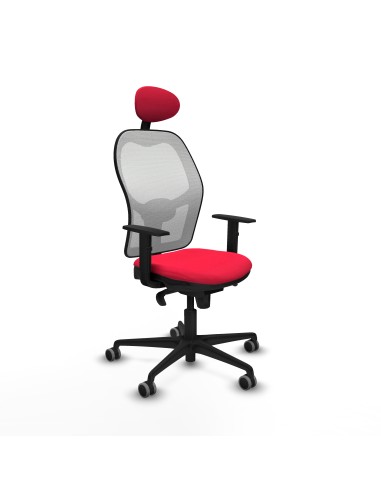 Jorquera sincro malla blanca bali rojo brazos 1D base nailon cabecero fijo ruedas 65mm engomada
