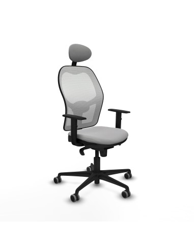 Jorquera sincro malla blanca bali gris claro brazos 1D base nailon cabecero fijo ruedas 65mm engomada
