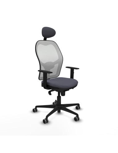 Jorquera sincro malla blanca bali gris oscuro brazos 1D base nailon cabecero fijo ruedas 65mm engomada