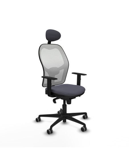 Jorquera sincro malla blanca bali gris oscuro brazos 1D base nailon cabecero fijo ruedas 65mm engomada