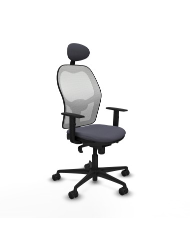 Jorquera sincro malla blanca bali gris oscuro brazos 1D base nailon cabecero fijo ruedas 65mm nailon