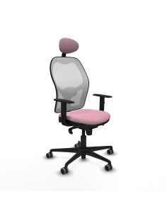Jorquera sincro malla blanca bali rosa brazos 1D base nailon cabecero fijo ruedas 65mm engomada