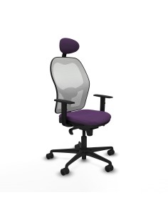 Jorquera sincro malla blanca bali morado brazos 1D base nailon cabecero fijo ruedas 65mm nailon