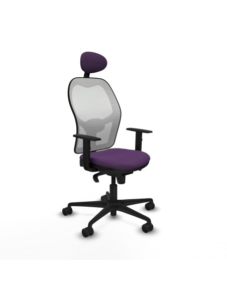 Jorquera sincro malla blanca bali morado brazos 1D base nailon cabecero fijo ruedas 65mm nailon