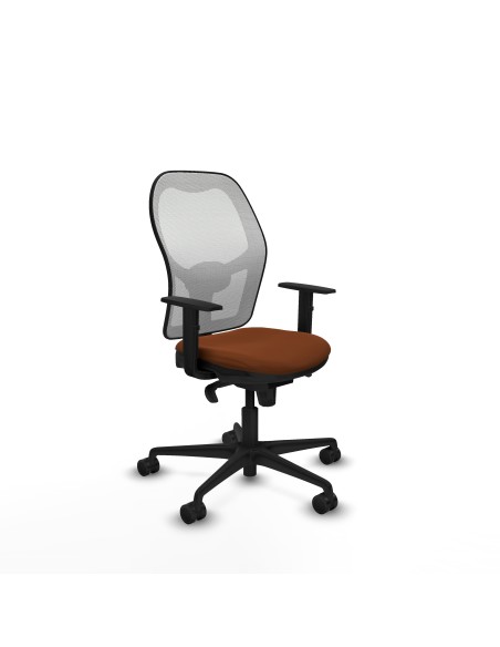 Jorquera sincro malla blanca similpiel marrón brazos 1D base nailon  ruedas 65mm nailon