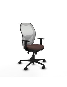 Jorquera sincro malla blanca similpiel marrón oscuro brazos 1D base nailon  ruedas 65mm nailon