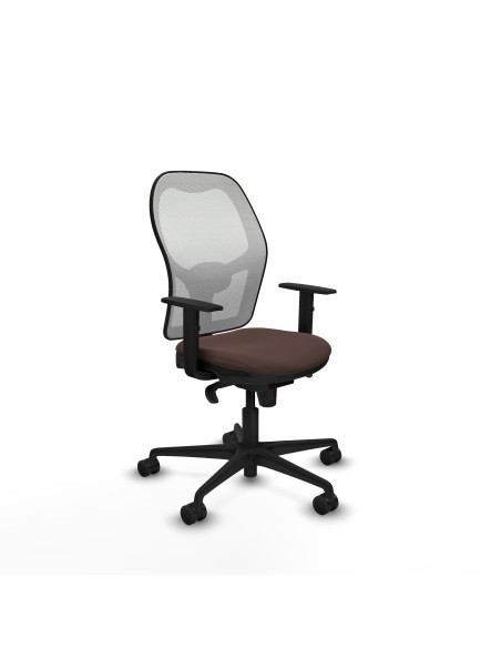 Jorquera sincro malla blanca similpiel marrón oscuro brazos 1D base nailon  ruedas 65mm nailon