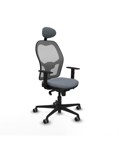 Jorquera sincro malla gris bali gris brazos 1D base nailon cabecero fijo ruedas 65mm engomada