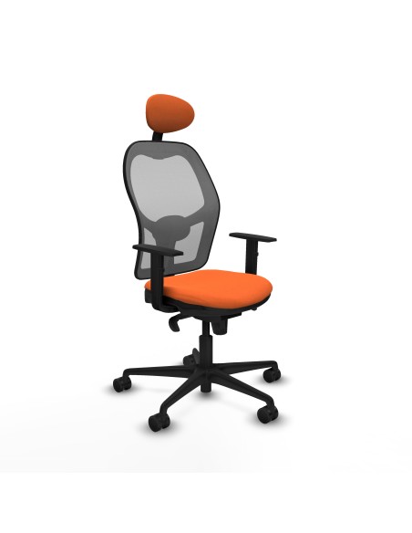 Jorquera sincro malla gris bali naranja brazos 1D base nailon cabecero fijo ruedas 65mm nailon