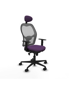 Jorquera sincro malla gris bali morado brazos 1D base nailon cabecero fijo ruedas 65mm nailon