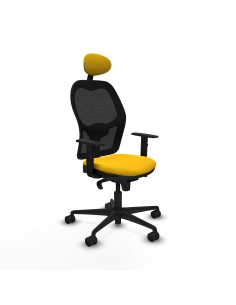 Jorquera sincro malla negra bali amarillo brazos 1D base nailon cabecero fijo ruedas 65mm nailon