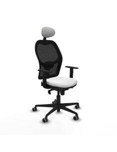 Jorquera sincro malla negra bali blanco brazos 1D base nailon cabecero fijo ruedas 65mm engomada