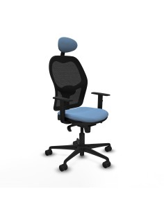 Jorquera sincro malla negra bali azul cielo brazos 1D base nailon cabecero fijo ruedas 65mm nailon