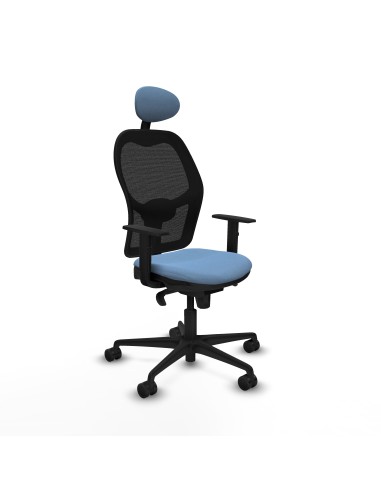 Jorquera sincro malla negra bali azul cielo brazos 1D base nailon cabecero fijo ruedas 65mm nailon