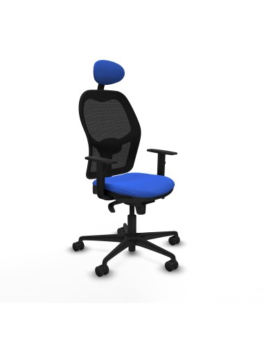 Jorquera sincro malla negra bali azul brazos 1D base nailon cabecero fijo ruedas 65mm nailon