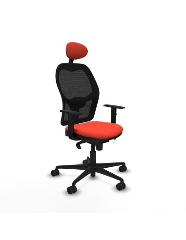 Jorquera sincro malla negra bali naranja oscuro brazos 1D base nailon cabecero fijo ruedas 65mm nailon