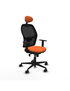 Jorquera sincro malla negra bali naranja brazos 1D base nailon cabecero fijo ruedas 65mm nailon