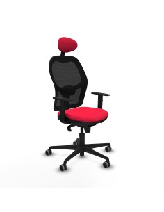 Jorquera sincro malla negra bali rojo brazos 1D base nailon cabecero fijo ruedas 65mm engomada
