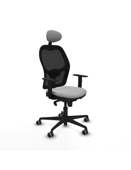 Jorquera sincro malla negra bali gris claro brazos 1D base nailon cabecero fijo ruedas 65mm engomada