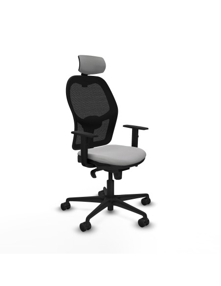 Jorquera sincro malla negra bali gris claro brazos 1D base nailon cabecero 2D ruedas 65mm nailon