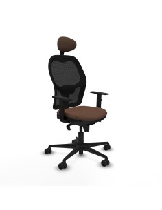 Jorquera sincro malla negra bali marrón oscuro brazos 1D base nailon cabecero fijo ruedas 65mm nailon