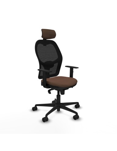 Jorquera sincro malla negra bali marrón oscuro brazos 1D base nailon cabecero 2D ruedas 65mm nailon