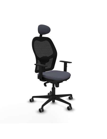 Jorquera sincro malla negra bali gris oscuro brazos 1D base nailon cabecero fijo ruedas 65mm engomada
