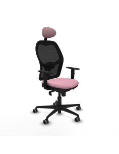 Jorquera sincro malla negra bali rosa brazos 1D base nailon cabecero fijo ruedas 65mm engomada
