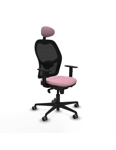 Jorquera sincro malla negra bali rosa brazos 1D base nailon cabecero fijo ruedas 65mm engomada