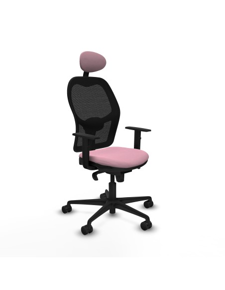 Jorquera sincro malla negra bali rosa brazos 1D base nailon cabecero fijo ruedas 65mm nailon