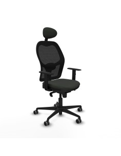 Jorquera sincro malla negra bali negro brazos 1D base nailon cabecero fijo ruedas 65mm engomada