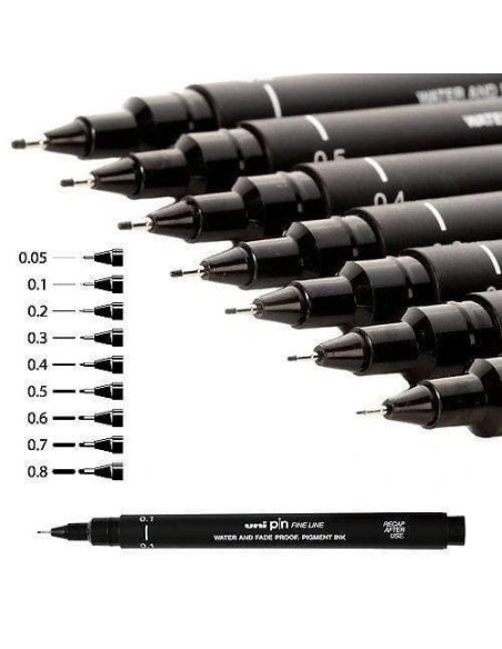 UNIBALL MARCADOR PERMANENTE CALIBRADOS PIN04-200(S) NEGRO -12U-