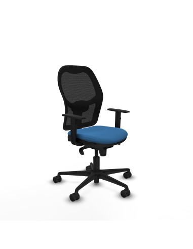 Jorquera sincro malla negra similpiel azul claro brazos 1D base nailon  ruedas 65mm nailon