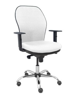 Silla Jorquera respaldo bali blanco asiento bali blanco base cromada y ruedas parqué