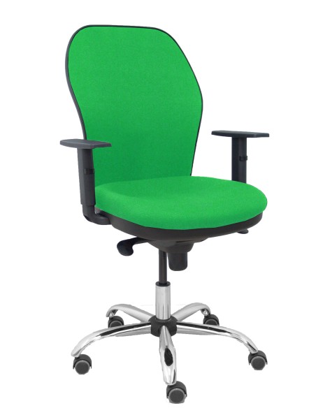 Silla Jorquera respaldo bali verde asiento bali verde base cromada y ruedas parqué