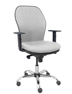 Silla Jorquera respaldo bali gris asiento bali gris base cromada y ruedas parqué