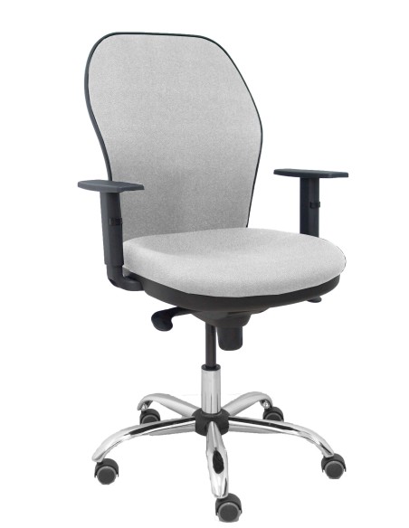 Silla Jorquera respaldo bali gris asiento bali gris base cromada y ruedas parqué