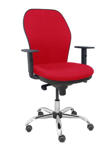 Silla Jorquera respaldo bali rojo asiento bali rojo base cromada y ruedas parqué