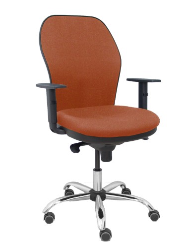 Silla Jorquera respaldo bali marrón asiento bali marrón base cromada y ruedas parqué
