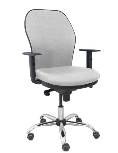 Silla Jorquera respaldo bali gris claro asiento bali gris claro base cromada y ruedas parqué
