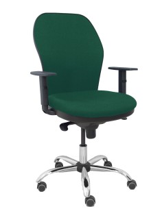 Silla Jorquera respaldo bali verde botella asiento bali verde botella base cromada y ruedas parqué