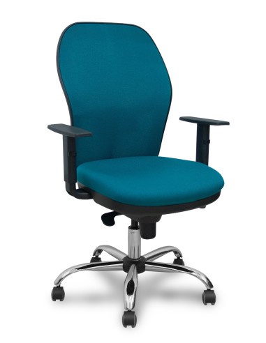 Silla Jorquera respaldo bali verde petróleo asiento bali verde petróleo base cromada y ruedas parqué