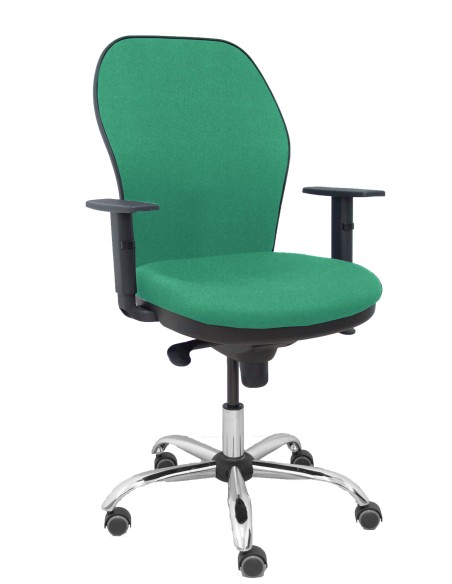 Silla Jorquera respaldo bali verde esmeralda asiento bali verde esmeralda base cromada y ruedas parqué