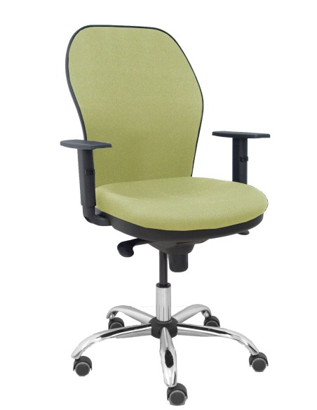 Silla Jorquera respaldo bali verde oliva asiento bali verde oliva base cromada y ruedas parqué