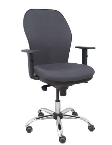 Silla Jorquera respaldo bali gris oscuro asiento bali gris oscuro base cromada y ruedas parqué
